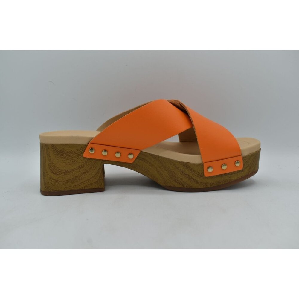 Clarks Womens Size 7.5 Sivanne Walk Orange Leather Open Toe Comfort Sandal Shoes - Picture 8 of 14